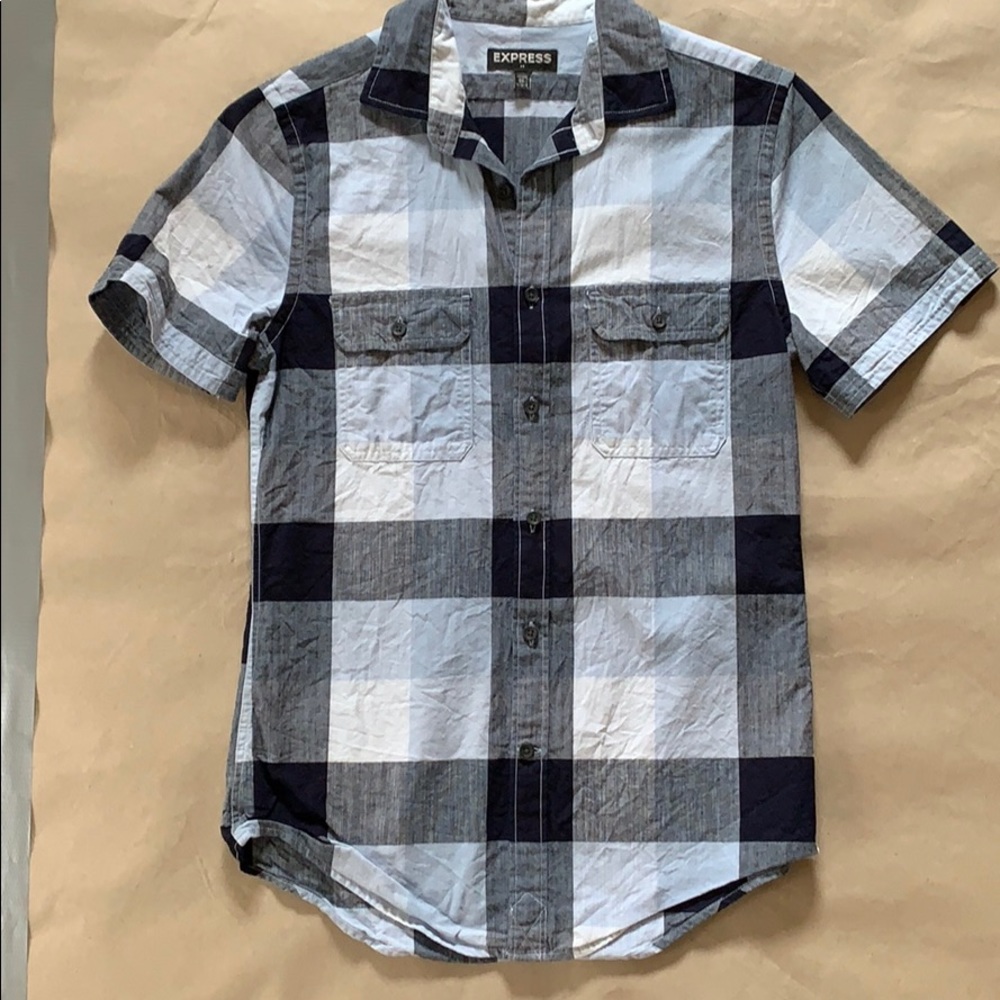 Men’s express plaid button down shirt size XS